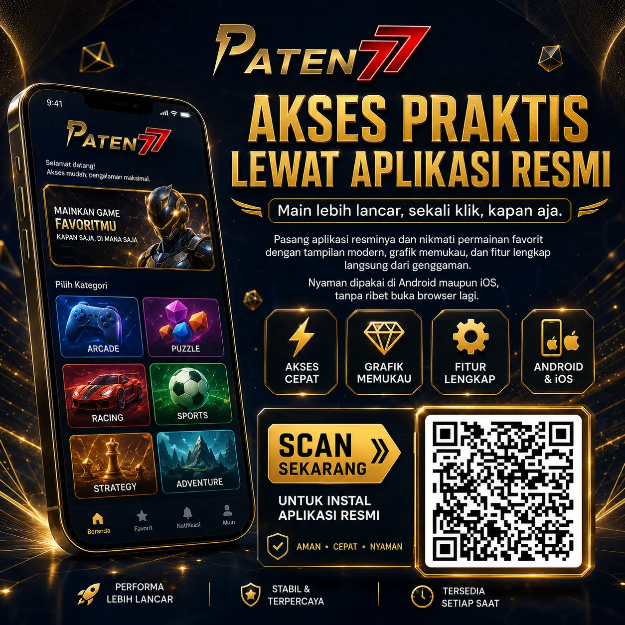 Unduh Aplikasi Mobile PATEN77 Tempat Berkumpulnya Pencinta Game Online Modern